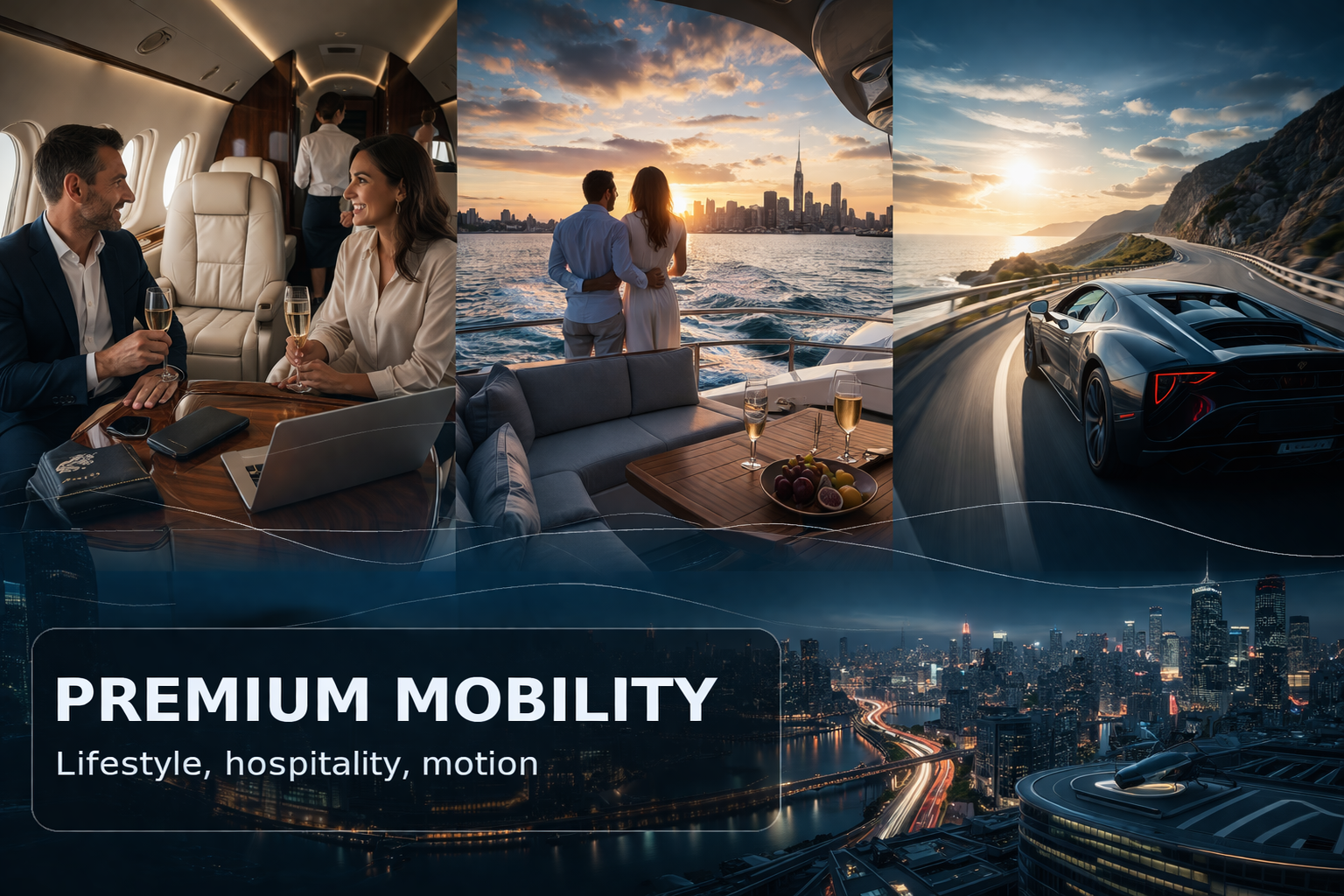 Private aviation cabin and premium travel atmosphere